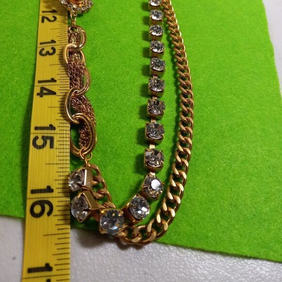 NWT ABS Allen Schwartz Gold tone Metal Floral Necklace - Picture 2 of 7